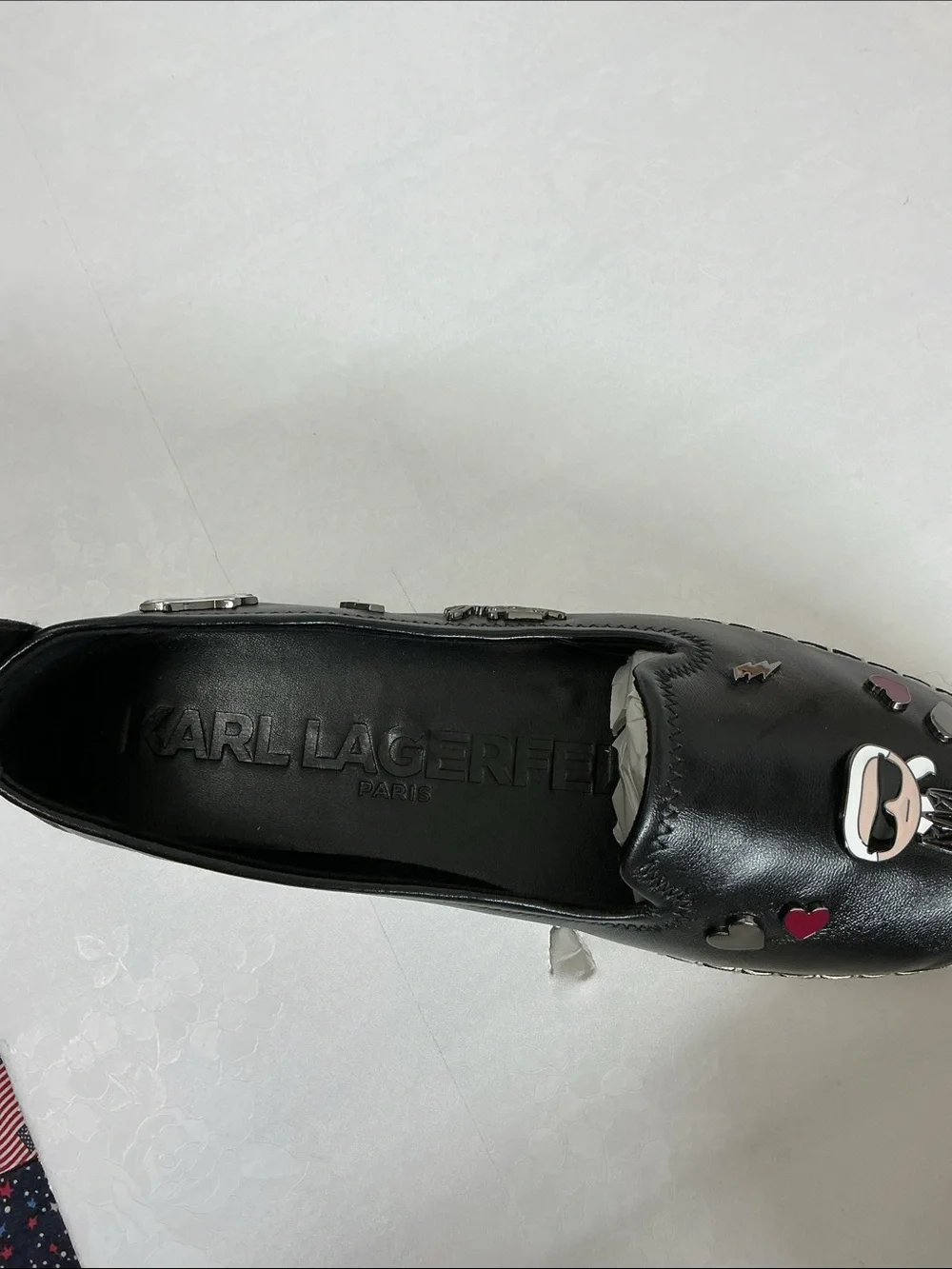 Black Women's Slip-On Espadrilles with Stud & Heart Accents